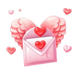 爱心白云信封情人节免抠