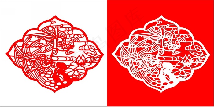剪纸金鱼图片