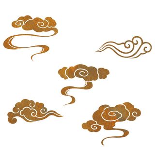 中国风国潮祥云插画手绘云彩图案海报云层装饰背景PSD设计素材