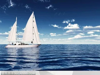 蓝色海绵上的帆船