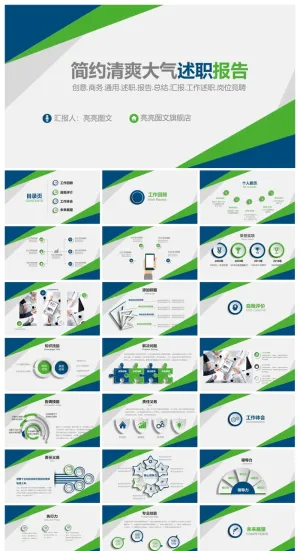 述职报告总结精美ppt模板 预览图