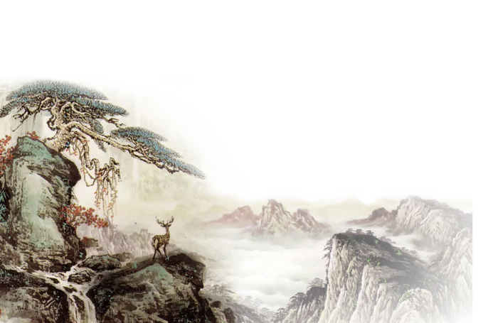 山水画素材中国风水墨画素材元素中国画