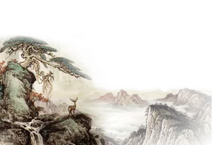 山水画素材中国风水墨画素材元素中国画