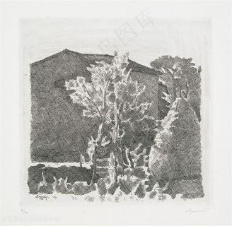 莫兰迪静物手绘房子装饰画