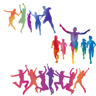 彩色卡通渐变剪影风格青年节人物剪影