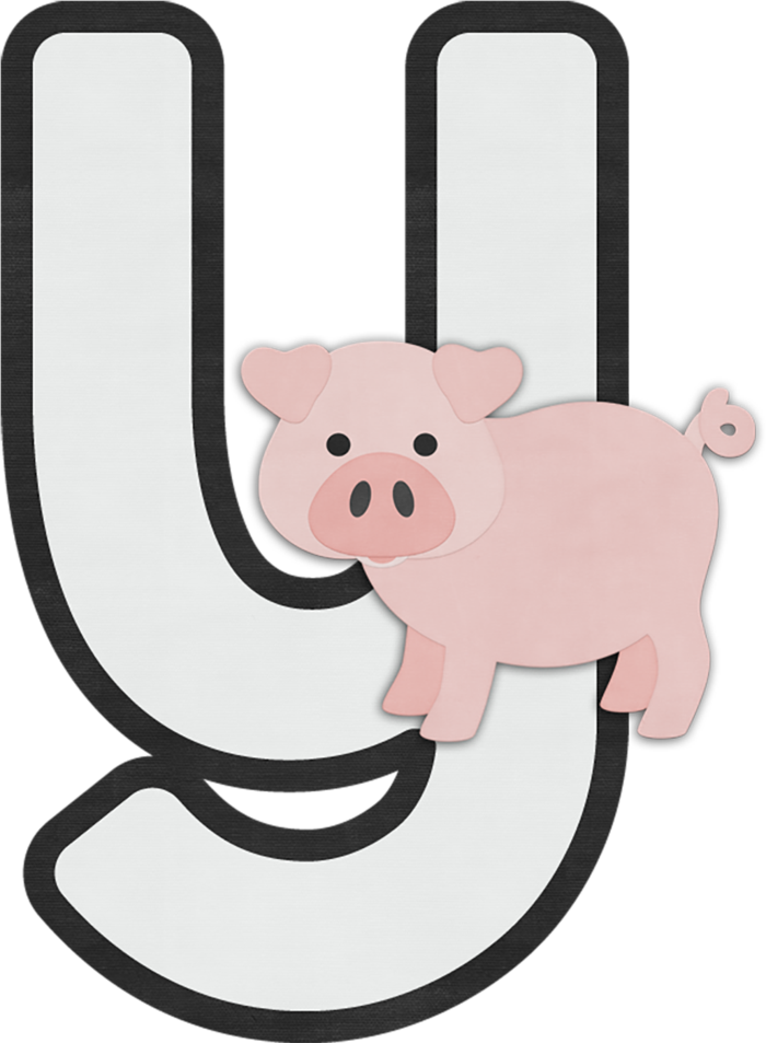 粉色猪字母Y卡通