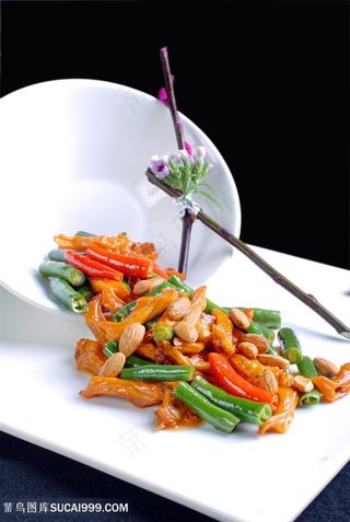 青椒佐酒鸭舌中华美食摄影图