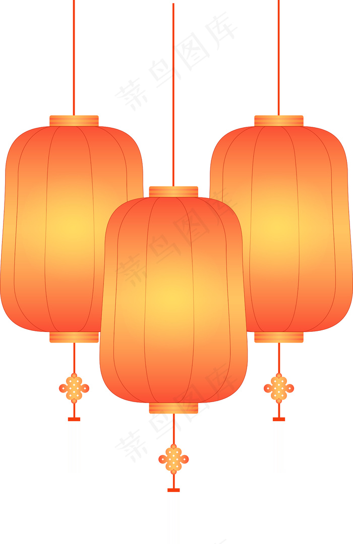 中国风 手绘 卡通元素 传统 复古红 灯笼装饰 PNG 免抠 