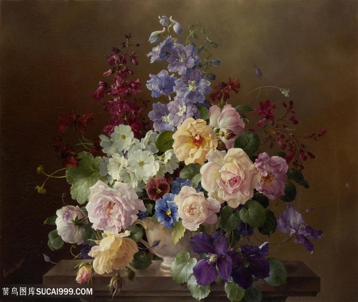 静物唯美花朵花卉油画图片