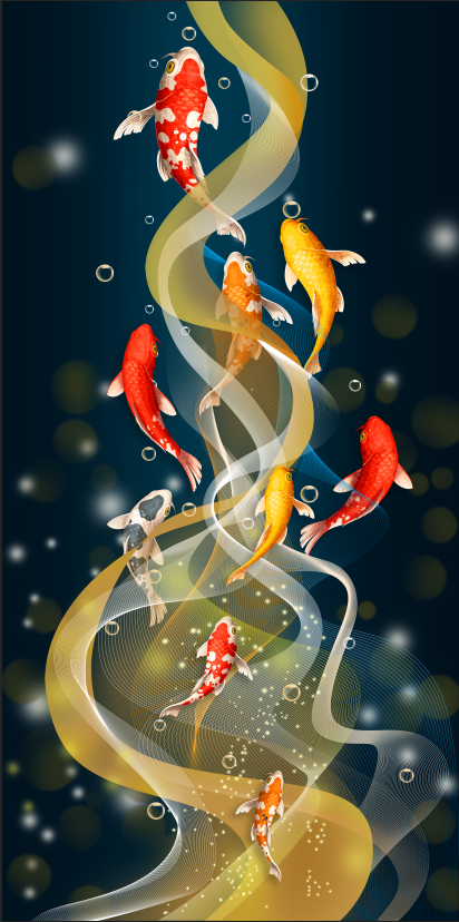 轻奢抽象玄关飞鱼装饰画