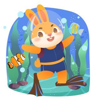 手绘2023兔年新年卡通兔子形象IP插画元素PSD设计素材png图案