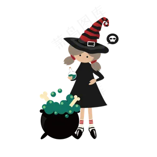 万圣节节日卡通素材小女孩