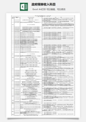 *预算收入科目excel模板