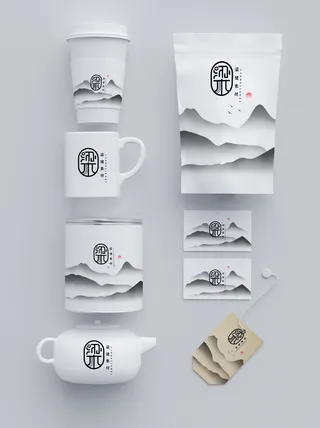 国风高档茶叶包装盒袋罐瓶LOGO标贴展示VI智能贴图样机PSD素材