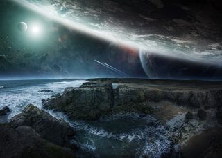 大气科幻宇宙海报背景高清图片