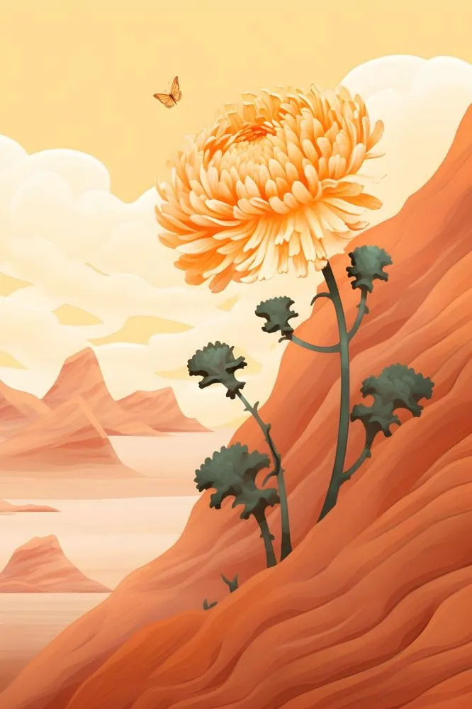 橙色意境菊花节日背景(2400x3600)