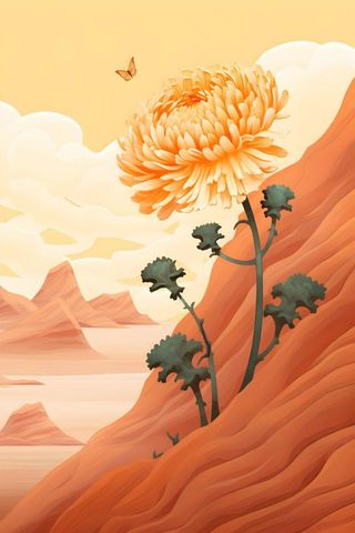 橙色意境菊花节日背景