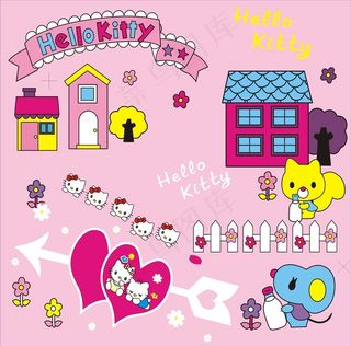 凯蒂猫家园卡通插画