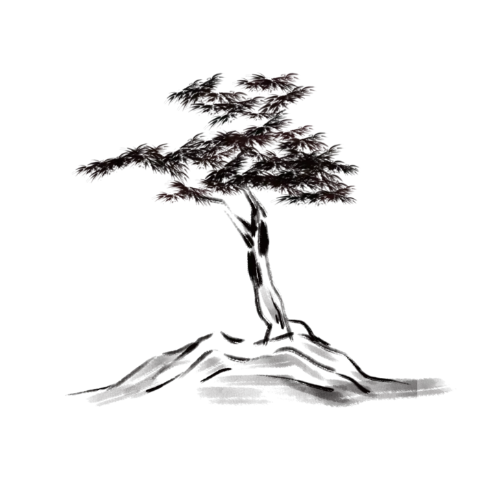 水墨画松树