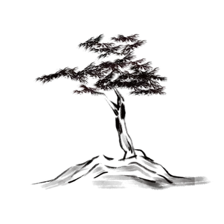 水墨画松树