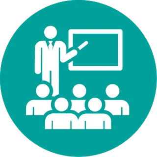 蓝绿色图标课堂卡通少儿兴趣班