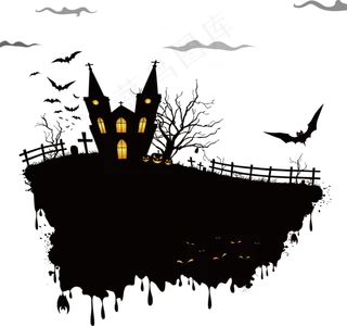 万圣节节日卡通素材城堡