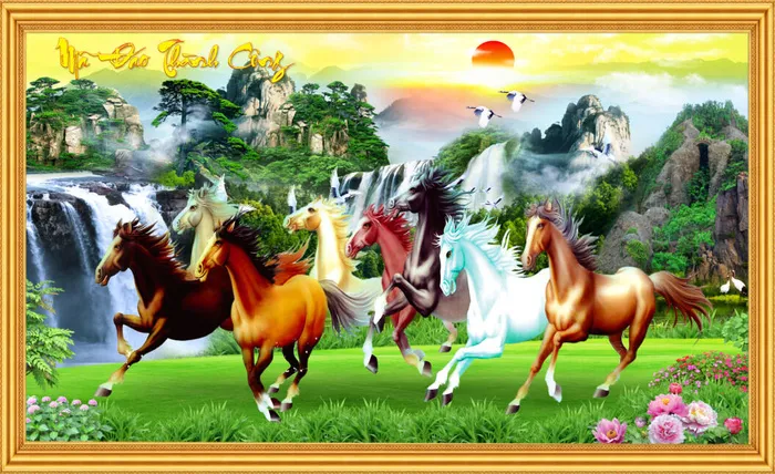 山水马到成功电视背景墙