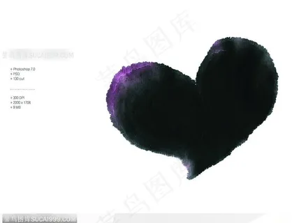 笔画.水墨-黑色桃心