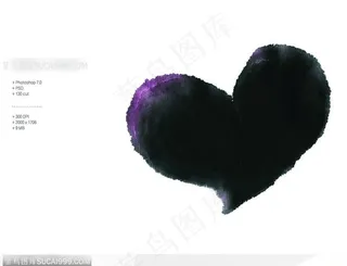 笔画.水墨-黑色桃心