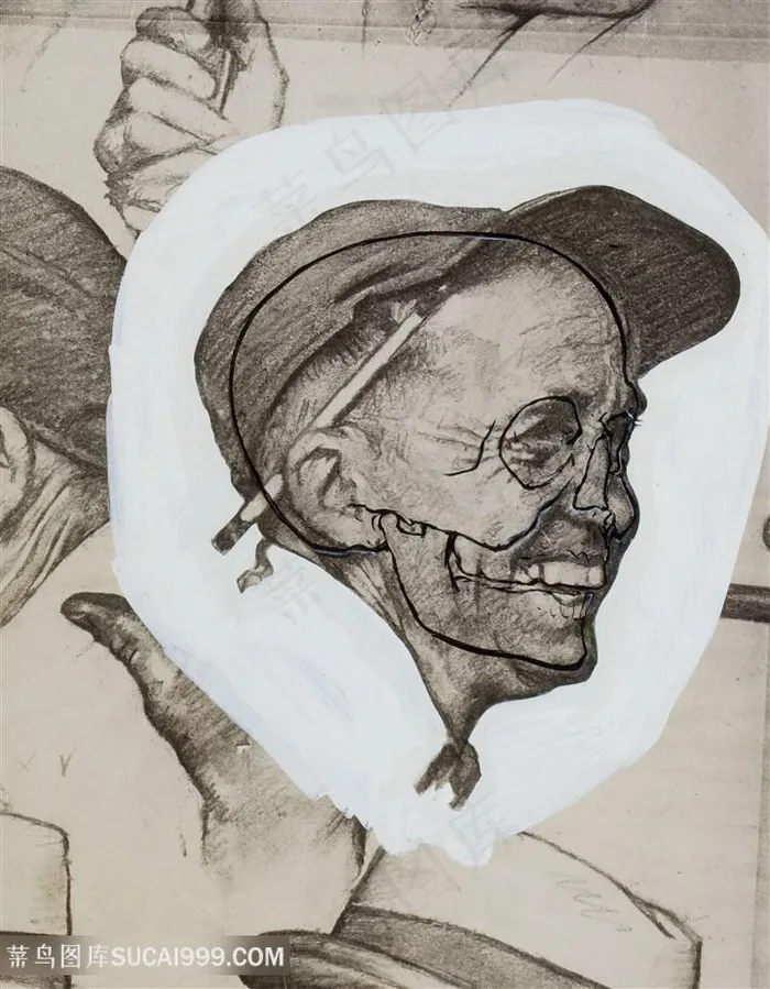 诺曼 · 洛克威尔手绘戴帽子微笑男士装饰画