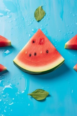 西瓜清新淡蓝色薄荷背景