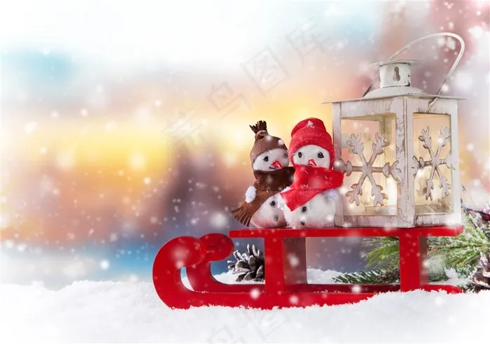 可爱的冬季雪人圣诞节素材大图