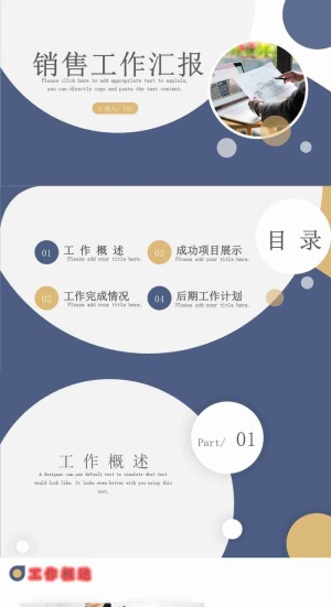 简约商务风销售人员工作汇报PPT模板预览图