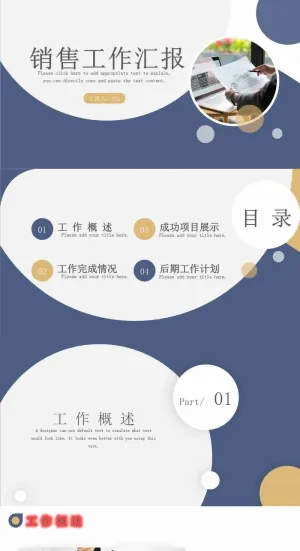 简约商务风销售人员工作汇报PPT模板预览图