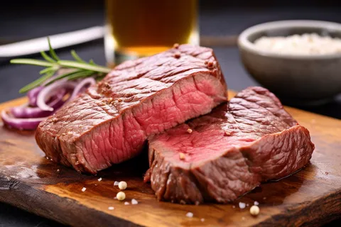 牛排铁板装盘美食摄影图