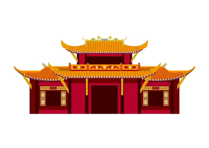 复古中国风国潮古建筑插画手绘高楼古塔AI素材亭子png免抠图ai矢量模版下载
