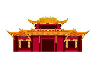 复古中国风国潮古建筑插画手绘高楼古塔AI素材亭子png免抠图