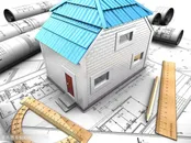 立在cad图纸上的3d房屋模型高清图片建筑效果图