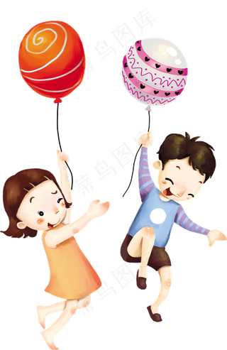 卡通儿童气球欢乐