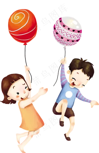 卡通儿童气球欢乐