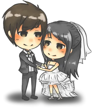 结婚男孩女孩素材卡通