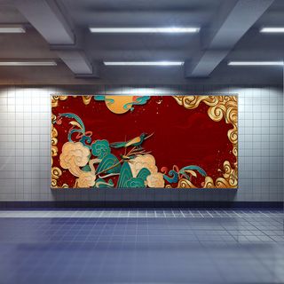 中国风国潮展板背景psd分层模板