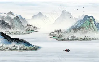 中国风山水花鸟日出帆船鸿运当头天外有天客厅卧室玄关画酒店装饰画壁画挂画