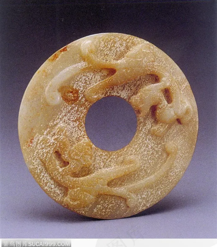 传统工艺品-双豹花纹的玉璧