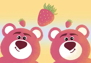 粉色小熊草莓背景