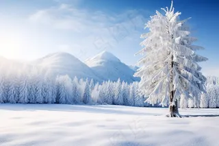 冬天雪景森林雾凇白雪摄影图