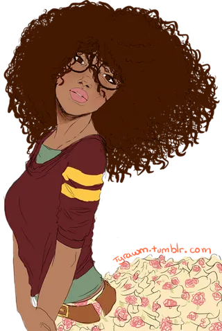 爆炸头女孩黑人素材