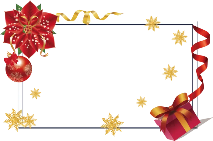 圣诞节新年快乐礼物彩带装饰边框免扣元素
