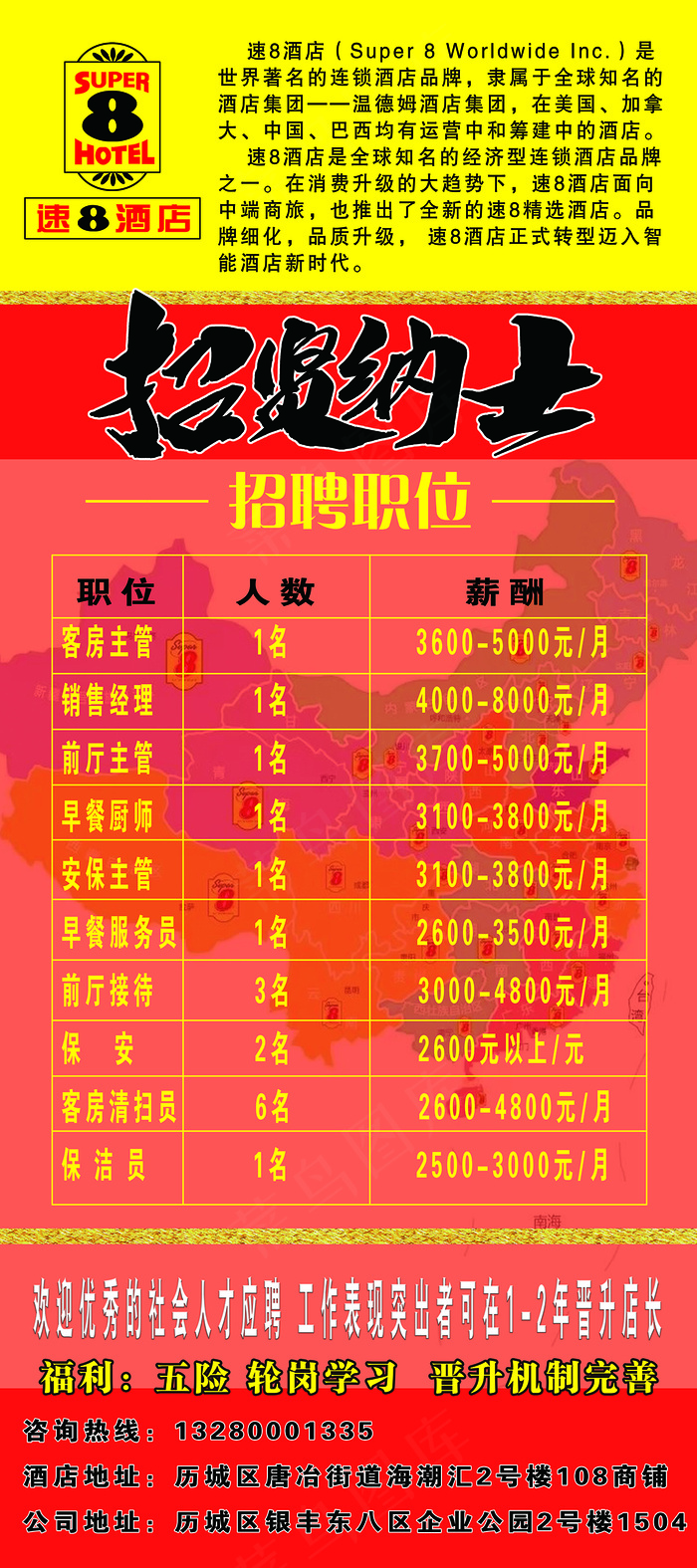 海报  招贤纳士竖版 红色psd模版下载
