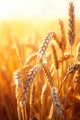 金黄小麦麦田成熟摄影图
